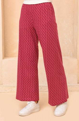 Pantalon Large a Motifs 0256-02 Prune 0256-02