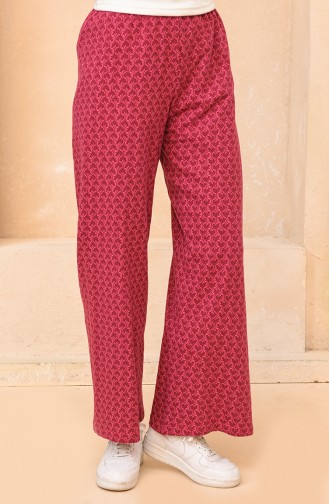 Pantalon Large a Motifs 0256-02 Prune 0256-02