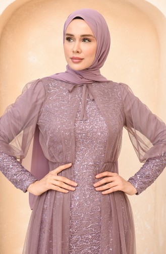 Light Lilac Hijab Evening Dress 5346-21