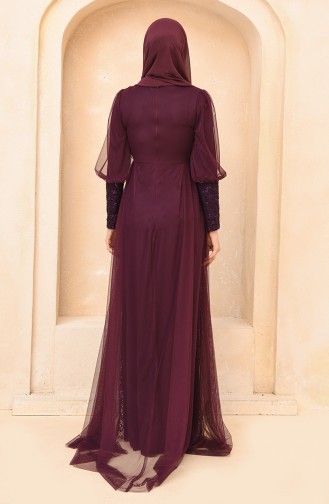 Dunkel-Zwetschge Hijab-Abendkleider 5346-23