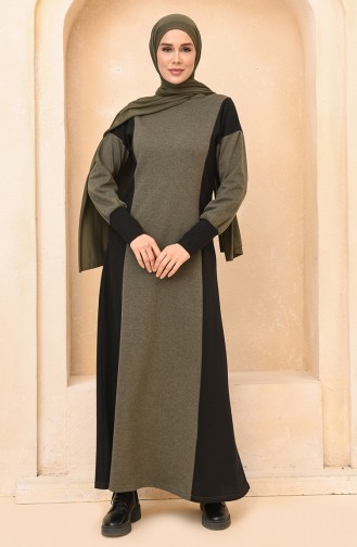 Khaki Hijab Dress 3353-05
