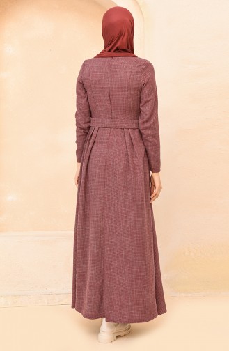 Weinrot Hijab Kleider 3359-01