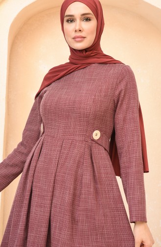 Weinrot Hijab Kleider 3359-01