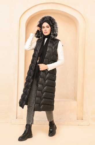 Kürklü Şişme Yelek 9595A-01 Siyah