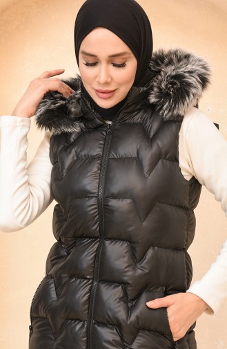 Kürklü Şişme Yelek 9595A-01 Siyah