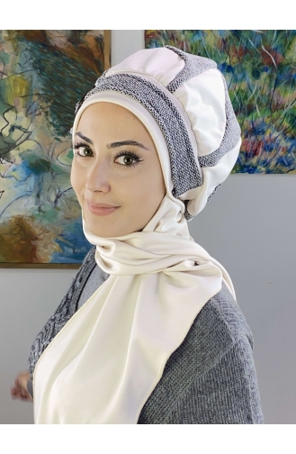 Weiß Praktischer Turban 23KASTB37-01