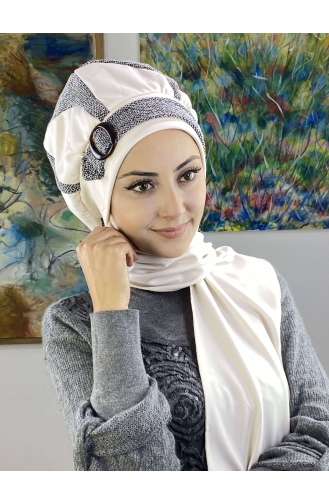 Weiß Praktischer Turban 23KASTB37-01