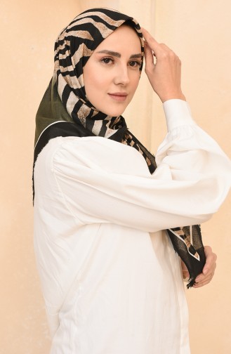 Zebra Desenli Soft Eşarp 11451-19 Siyah Haki