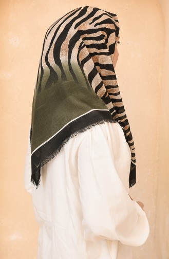 Zebra Desenli Soft Eşarp 11451-19 Siyah Haki