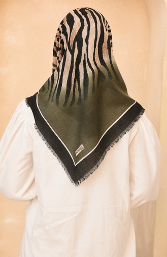 Zebra Desenli Soft Eşarp 11451-19 Siyah Haki