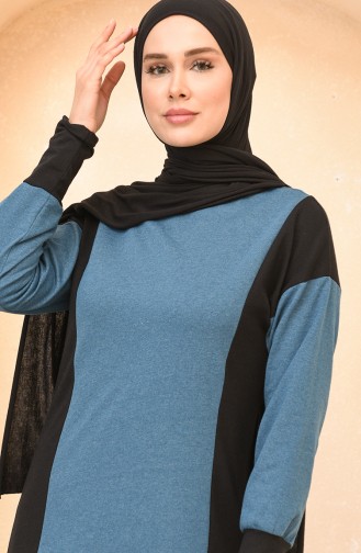 Schwarz Hijab Kleider 3353-01