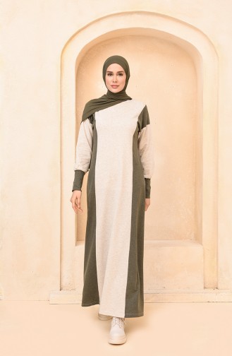 Khaki Hijab Kleider 3353-02