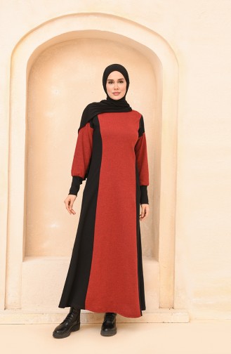 Claret Red Hijab Dress 3353-03