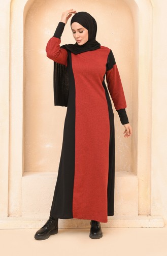Claret Red Hijab Dress 3353-03