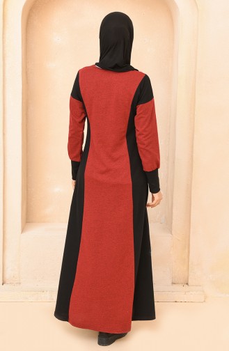 Claret Red Hijab Dress 3353-03