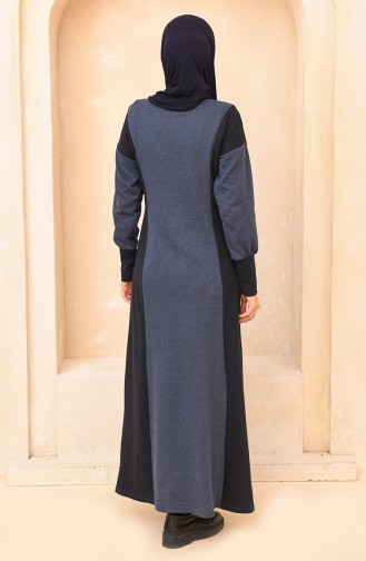Navy Blue Hijab Dress 3353-06