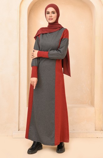 Weinrot Hijab Kleider 3353-07