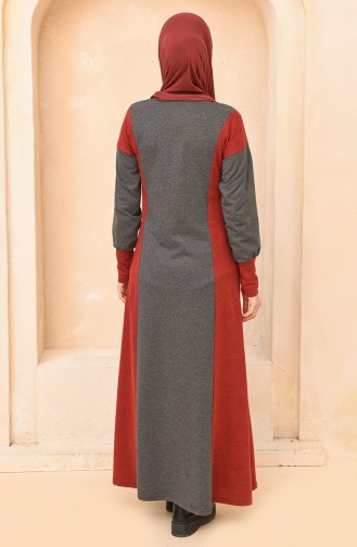 Weinrot Hijab Kleider 3353-07