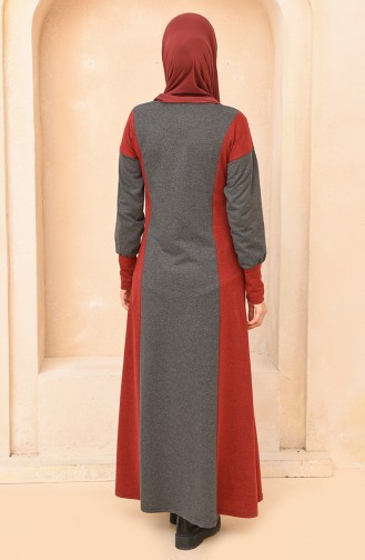 Claret Red Hijab Dress 3353-07