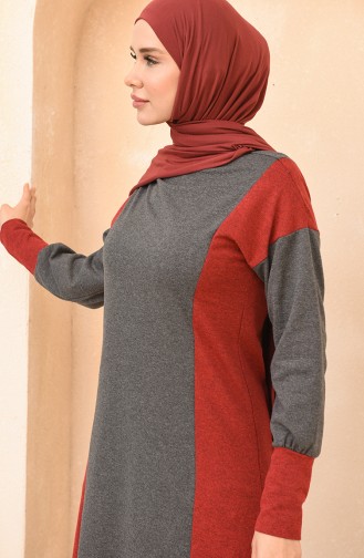 Claret Red Hijab Dress 3353-07