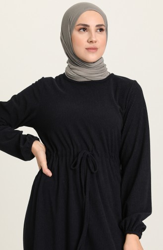 Navy Blue Hijab Dress 1006-02