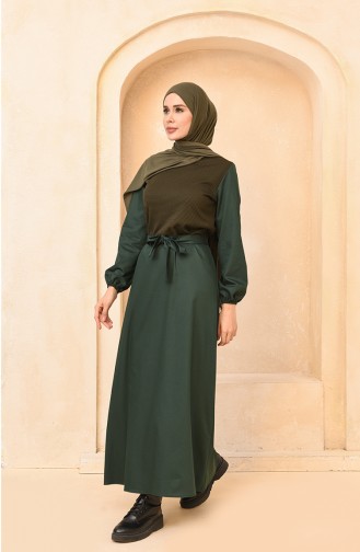 Emerald Green Hijab Dress 1454-01