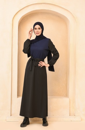 Dunkelblau Hijab Kleider 1454-02