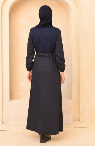 Navy Blue Hijab Dress 1454A-01
