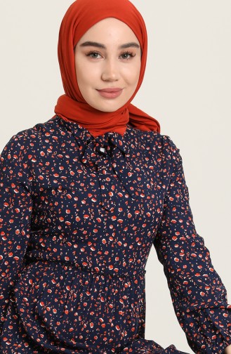 Navy Blue Hijab Dress 60212-01