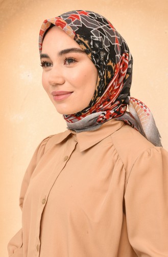 Çini Desen Mevsimlik Eşarp 11449-10 Gri