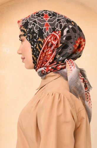 Çini Desen Mevsimlik Eşarp 11449-10 Gri