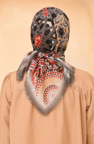 Çini Desen Mevsimlik Eşarp 11449-10 Gri
