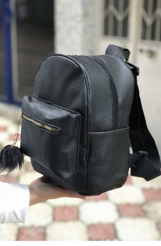 Naturel Fermuarlı Mini Sırt Çanta Bs 001495 Sıyah