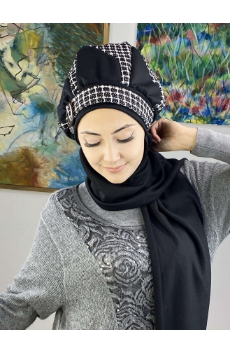 Black Ready to Wear Turban 23KASTB44-01