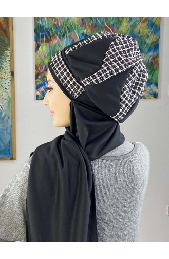 Black Ready to Wear Turban 23KASTB44-01