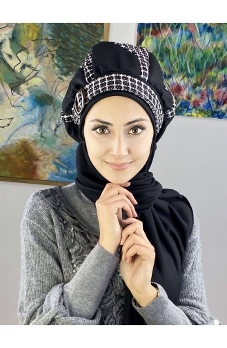 Black Ready to Wear Turban 23KASTB44-01