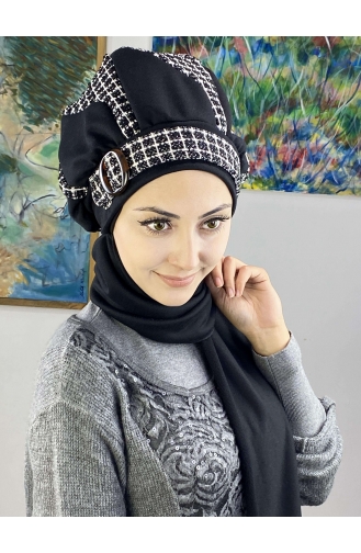 Black Ready to Wear Turban 23KASTB44-01