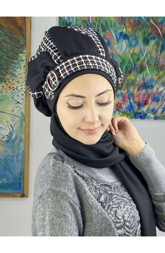 Black Ready to Wear Turban 23KASTB44-01