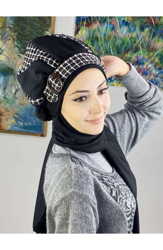 Black Ready to Wear Turban 23KASTB44-01