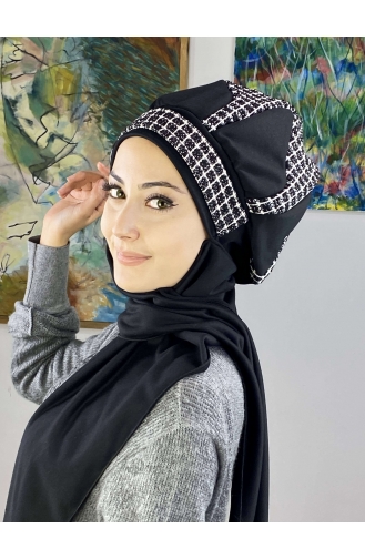 Black Ready to Wear Turban 23KASTB44-01