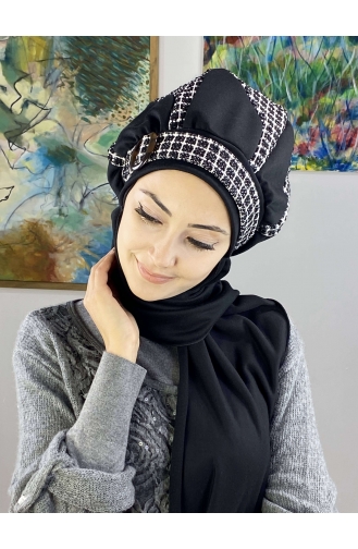 Black Ready to Wear Turban 23KASTB44-01