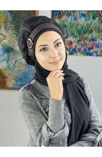 Dark Brown Ready to Wear Turban 23KASTB45-01