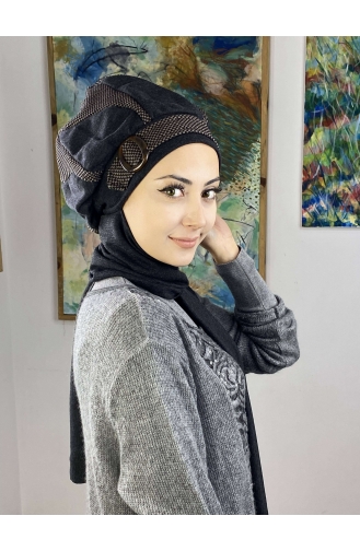 Dark Brown Ready to wear Turban 23KASTB45-01