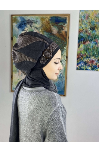 Dark Brown Ready to Wear Turban 23KASTB45-01