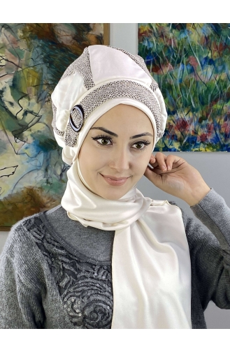 Cream Ready to wear Turban 23KASTB36-01