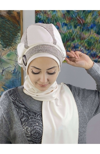 Cream Ready to wear Turban 23KASTB36-01