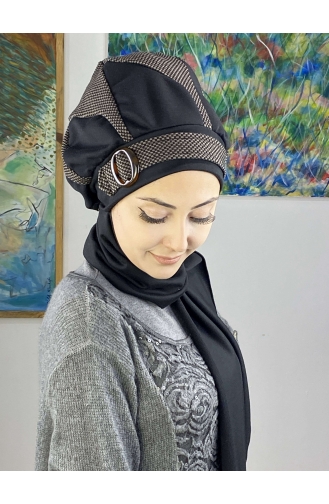 Dark Brown Ready to wear Turban 23KASTB33-01