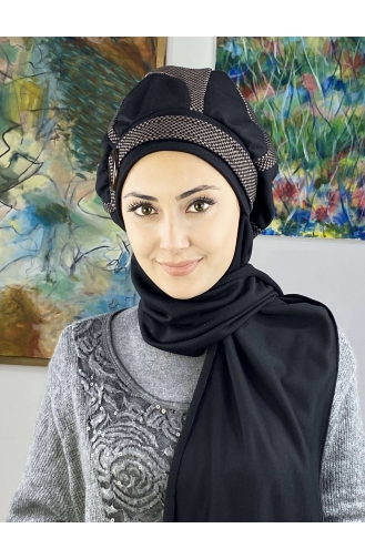 Dark Brown Ready to wear Turban 23KASTB33-01