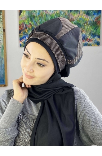Dark Brown Ready to wear Turban 23KASTB33-01