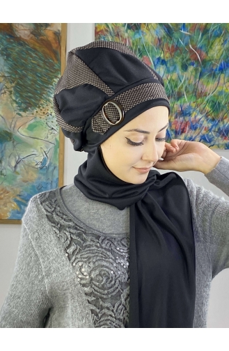 Dark Brown Ready to wear Turban 23KASTB33-01